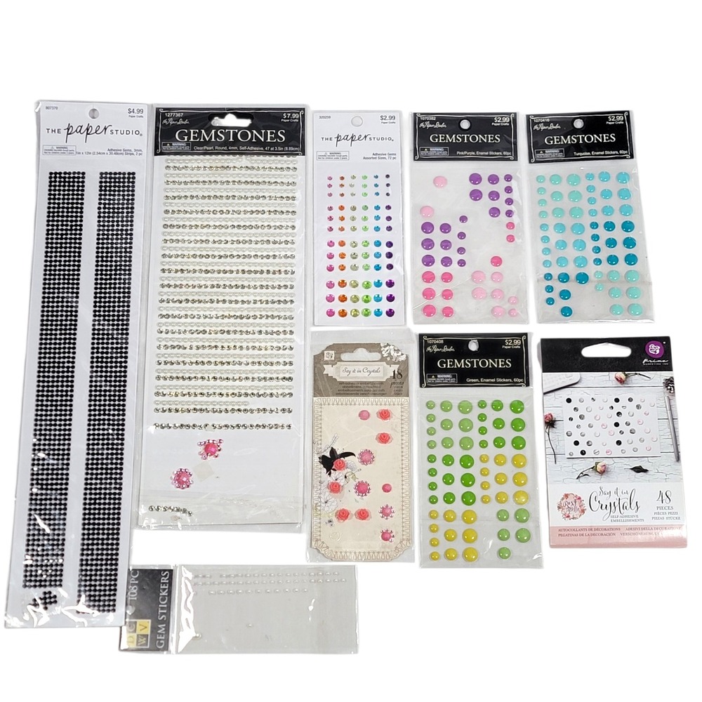 Crafting Gemstones & Enamel Stickers Lot Assorted Craft Adhesive Embellishments‎